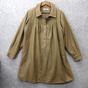 Vintage Chloe Shift Dress Womens LARGE Olive Army Green Wool Pintuck Luxury